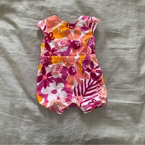 Carter's Floral Baby Romper in Pink and Yellow
